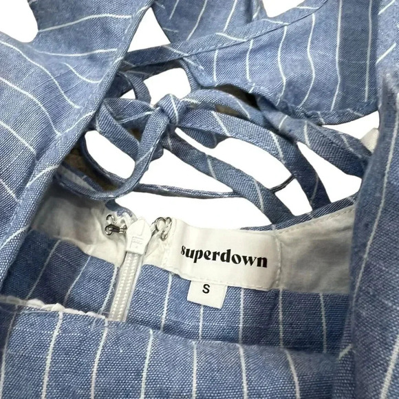 Superdown Revolve Blue Livia Striped Ruffle Mini Dress S - Picture 5 of 6